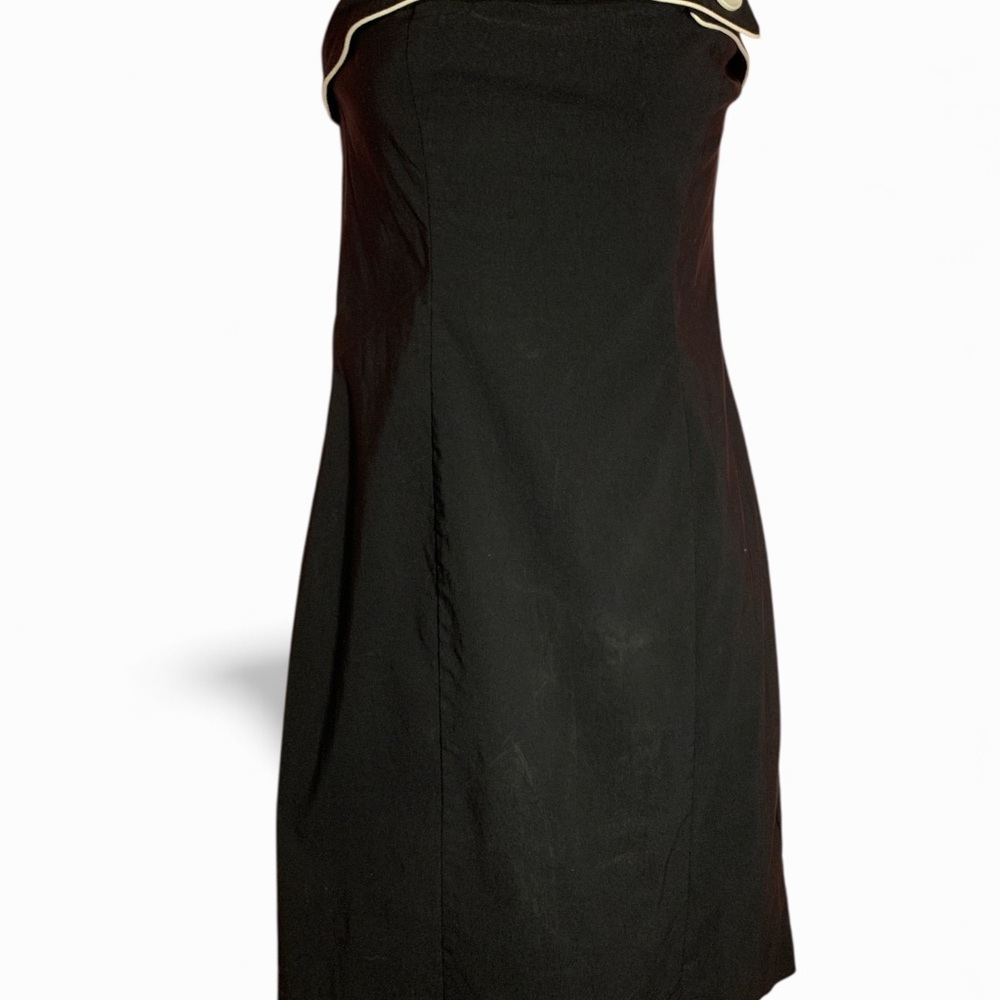 Express Elegant Black Strapless Dress with Cream Trim (item#10081)